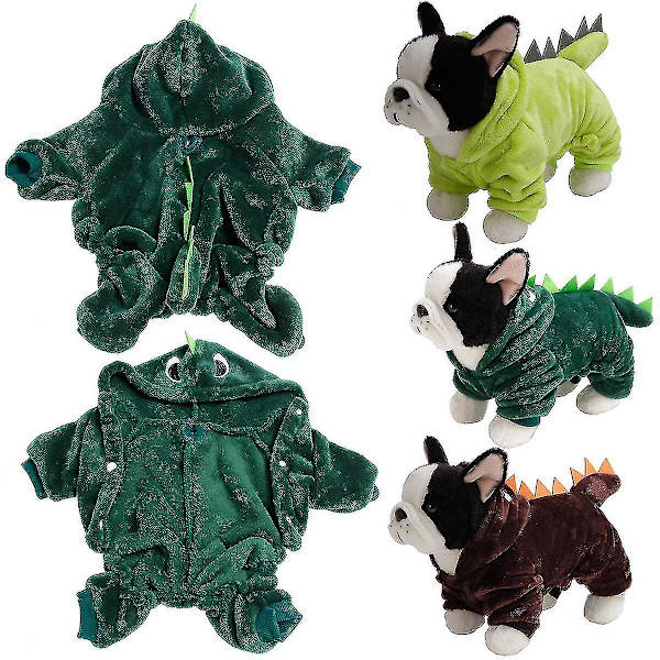 Dinosaurie Vinter Varma Husdjur Hundkläder Valp Katt Fleece Jacka Rock För Små Hundar Jd（L，Ljusgrön）