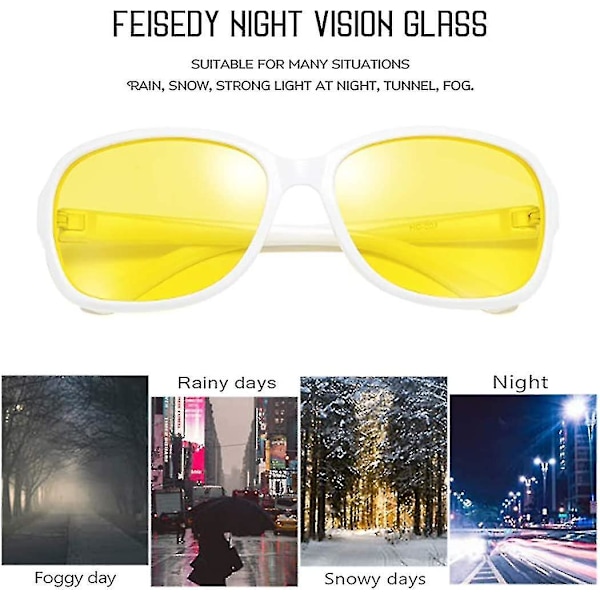 Klassiske dame natbriller til kørsel Anti-glare Wrap Around gule solbriller（C3）