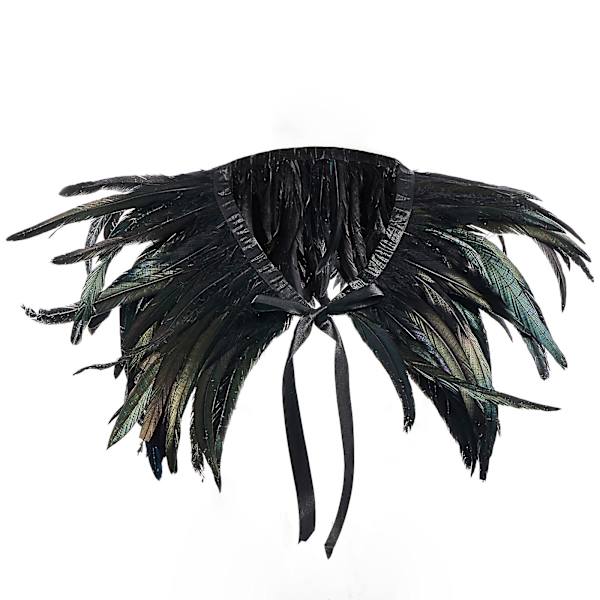 Gotisk Naturlig Fjäder Cape Sjal Shrug Axel Wrap Krage Halloween Fest Scarf（färg）