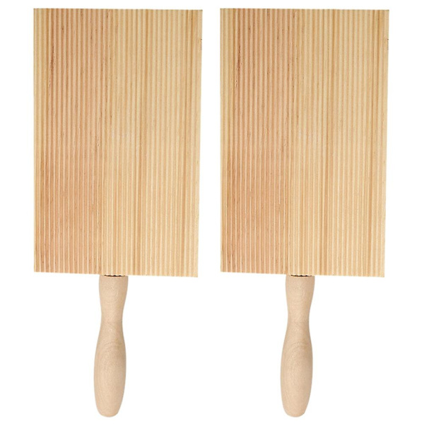 2-pakke Garganelli-brett i tre, gnocchi-brett for kjøkkenutstyr til hjemmebruk (khaki-farge) (21,5 x 8,5 cm, khaki-farge)
