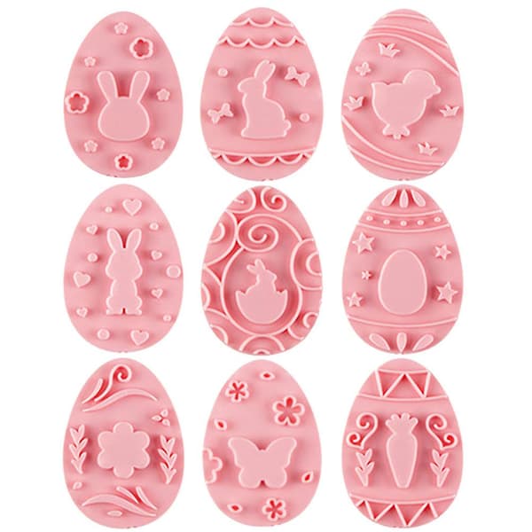 9-delt kakeform påskebakingsform DIY påskekakeform dessertbakingsform kakeform (6X4.3X2CM, rosa)