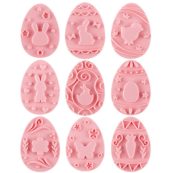 9 stk. kageform påskebageform DIY påske kageform dessert bageform kageform (6X4.3X2CM, pink)