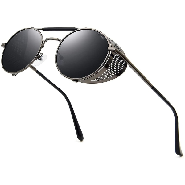 Steampunk-stil runde vintage polariserede solbriller retro briller
