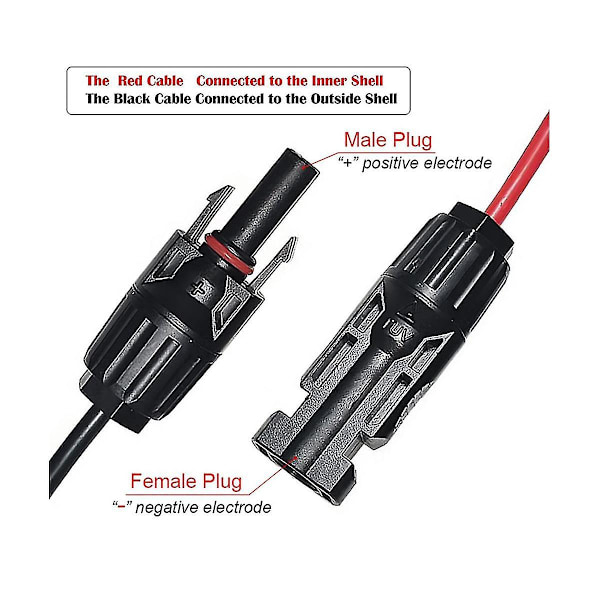 3 meter 12 AWG koblingskabel Xt60-adapter til hann-hunn solcellekobling forlengelseskabel for bærbare (svart rød)