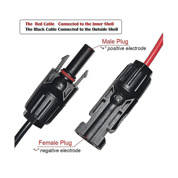 3 meter 12awg kontaktkabel Xt60 adapter till hane hona solkontakt förlängningskabel för portabel (svart röd)