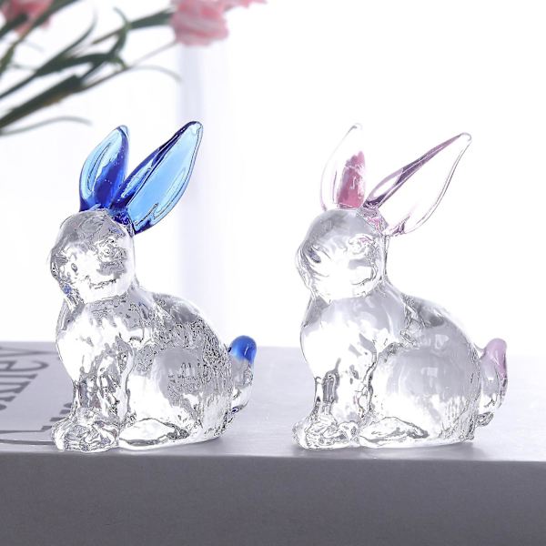 Glass Bunny Figurine Glass Bunny Statue Glass Rabbit Statue Figurine Crystal Rabbit Statue Micro Tiny Rabbit Animal 2pcs