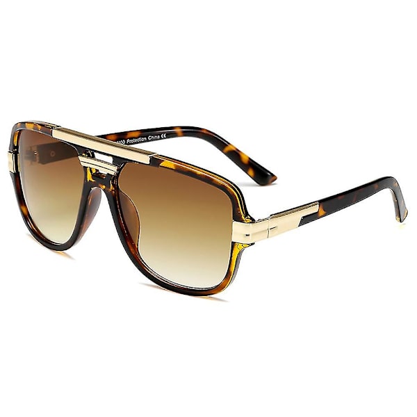 Brändin suunnittelu Miesten aurinkolasit Vintage Miesten neliömäiset aurinkolasit Luxury Gradient Aurinkolasit Uv400 Sävyt Hombre Cc（02 Leopard-Tea）