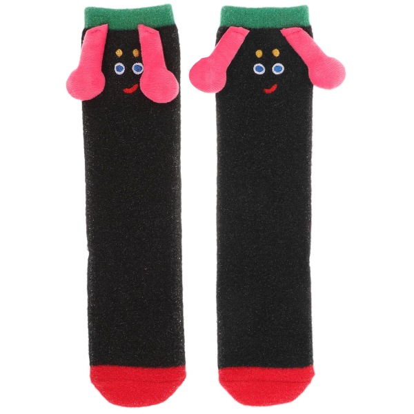 1 par plyssokker, termostrømper til vinter, bløde sokker, søde sokker, termostrømper til kvinder, sovesokker (30.50X7.00X0.50CM, sorte)