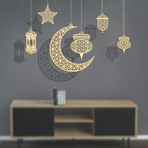 Ramadan Eid Mubarak Träornament Islam Moské Muslim Hängande Dekor Ornament