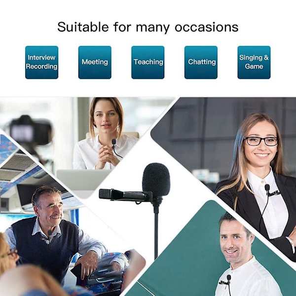 3,5 mm plugg Mini Lavalier Lavalier Mikrofon med klämma Omnidirectional Kondensatormikrofon för smartphones (svart)