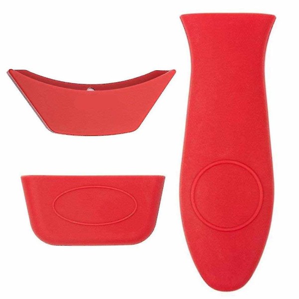 Silikonvarma handtagshållare (set med 3), varma vantar, för gjutjärnspannor
