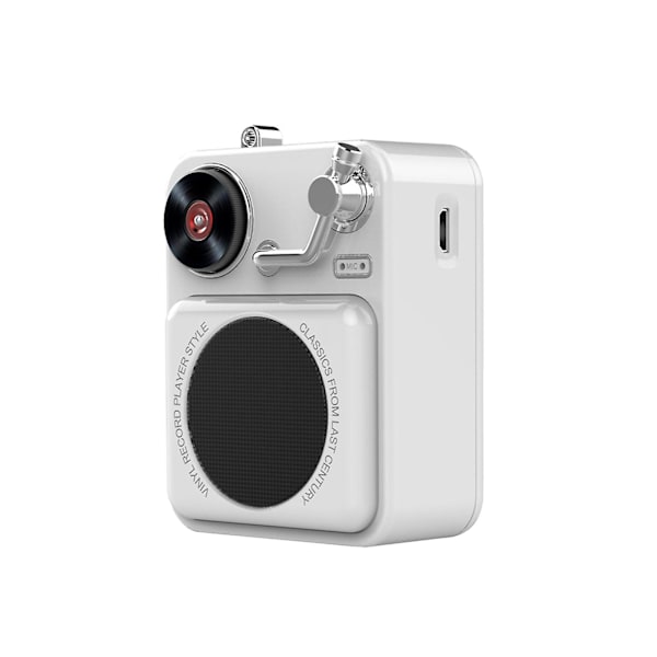 Mini bärbar Bluetooth-stereohögtalare, förbättrad bas retro trådlös vintagehögtalare, inbyggd mikrofon för resor, hem, strand, kök 20240243（Vit）