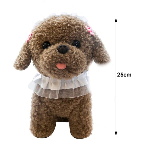 Gosedjur Simulerad Elastisk PP Bomullsplysch Liten Teddy Hund för Sofadekoration (Vit)