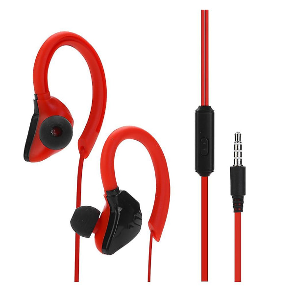 Sports-øretelefoner med ledning Svedtætte i øret Træningstræning Gym-ørepropper（røde）