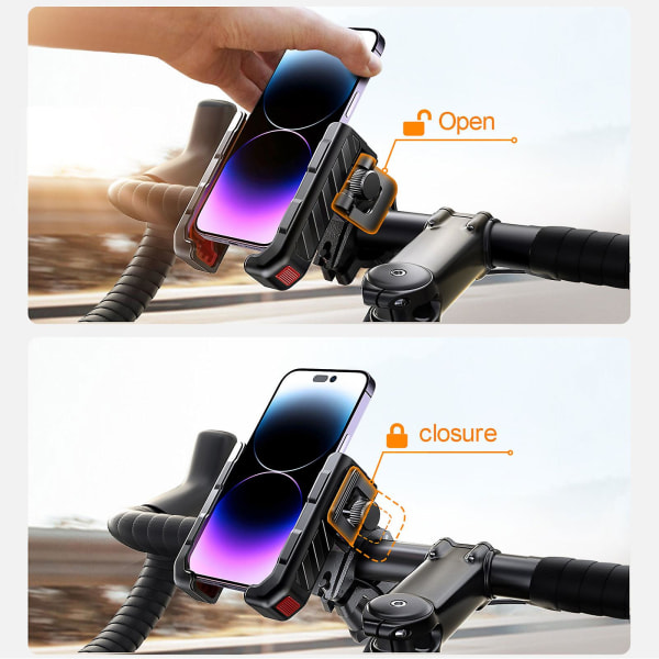 Holder til motorcykelcykeltelefonholder: Cykelstyr Mobiltelefonholder - Klaps til scooter til 4,7''-7'' smartphone - Mountain Dirt Bike Mot