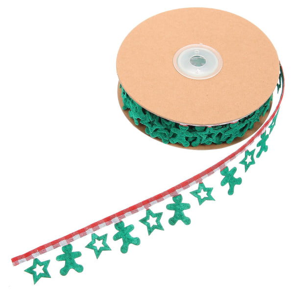 rulle med julband Julklappsinpackningsband stjärna pepparkaksman mönster omslagsband (11.00X11.00X3.00CM, grönt)