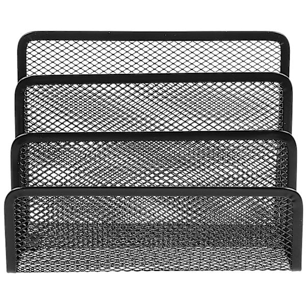 Metallnett skrivebords oppbevaringsboks hjemmekontor mappe magasinhylle (svart) (17.50X13.00X8.20CM, svart)