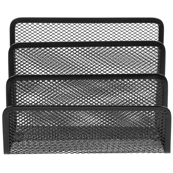Metalnet skrivebordsopbevaringsboks hjemmekontor mappe brevmagasinstativ (sort) (17,50X13,00X8,20CM, sort)