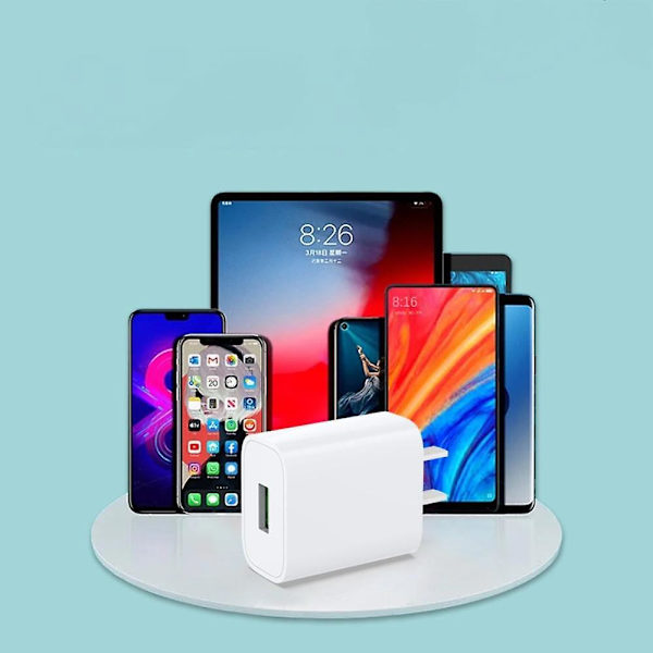 Kompatibel USB-laddningshubb för flera enheter med enkel förpackning (EU-standard), designad för snabb och effektiv laddning för hemmet (2 st) (vit)