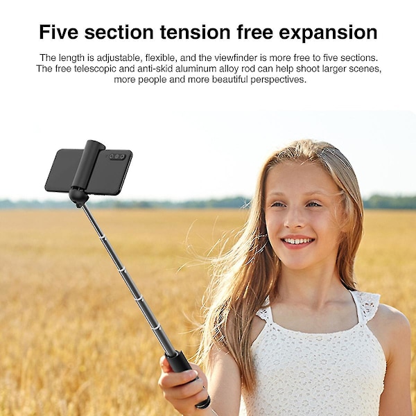 Mini Firefly Pocket Selfie Stick Bluetooth Trådlös Fjärrkontroll Utökbar Handhållen Selfie Stång För Iphone Xiaomi Huawei Vivo（Svart）
