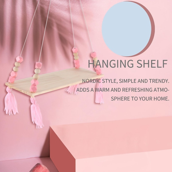 Träväggshylla Hängande Barn Baby Nordisk Stil Väggram Rosa