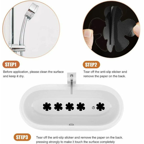 Premium Non-Slip Tub & Shower Squeegee Stickers Svart-24st.