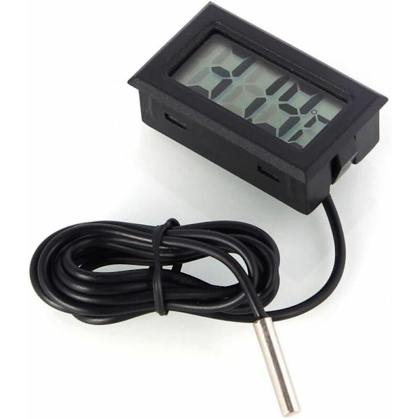 Mini termometer digital rums termometer med sensor 1m svart kabel