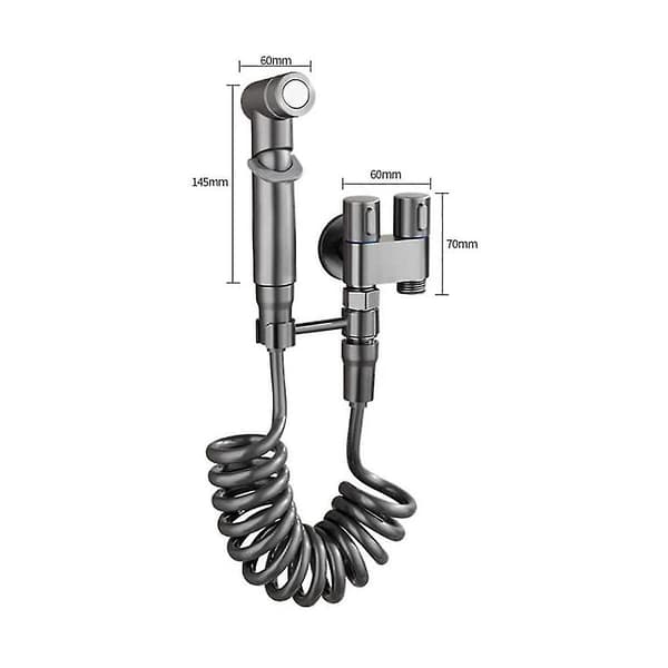 1-i-2-ut dubbel styrventil Mini multifunktionskran Mini duschtryck badrumskranssats F（Svart）