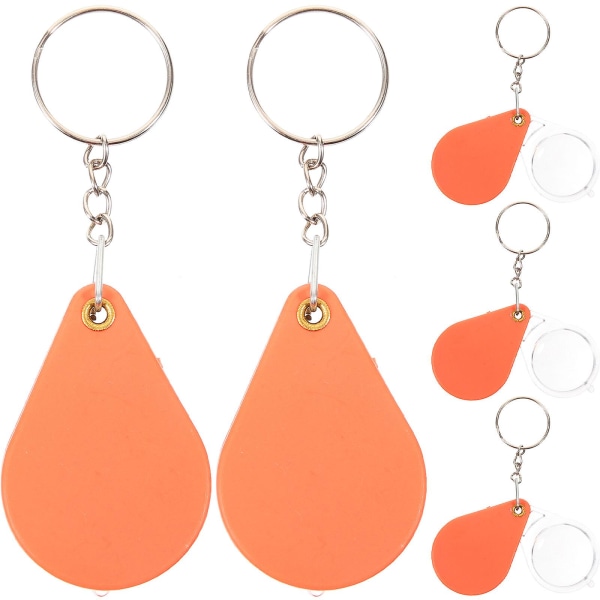 5-pack folding magnifying glass handheld magnifying glass keychain jewelry magnifying glass (5.00X4.00X0.80CM, orange)