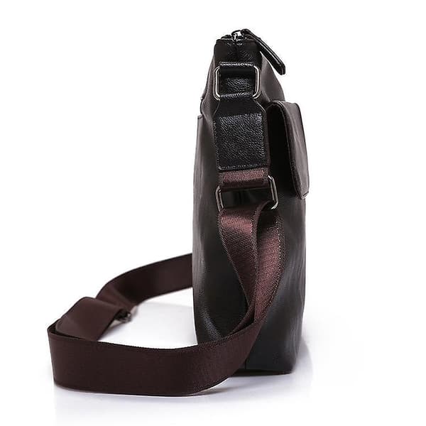 Herrmode pu crossbody messenger väska（Brun）