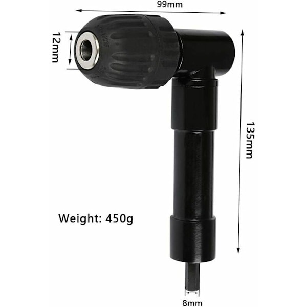 Självspännande 90° rätvinklig chuck, snabbkoppling armbågschuck borrchuck bitskruvmejsel vinkelhuvudchuck borrchuckadapter rätvinklig borr