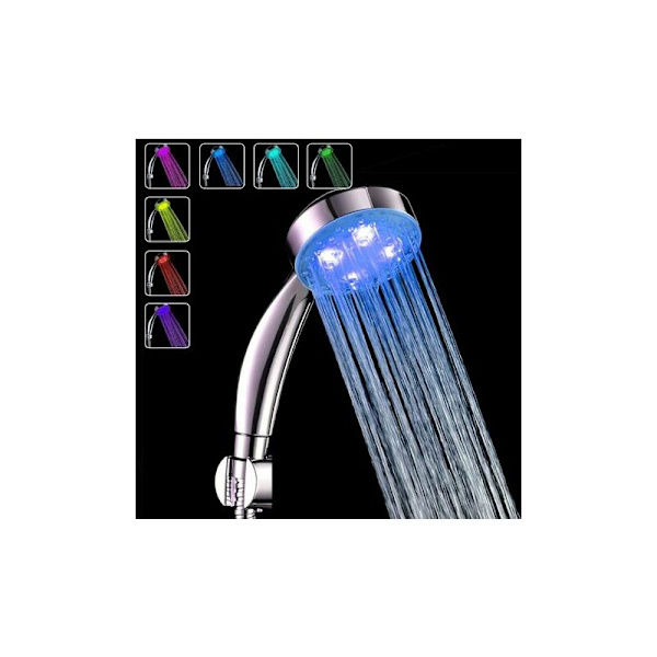 LED-duschhuvud med färgbyte, 7 färger handhållen LED-duschhuvud badrum duschhuvud, LED högtrycksduschhuvud vattensnål spray