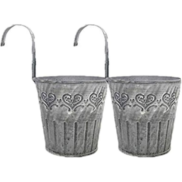 2 stk. Metal Blomsterpot Spand Hængende Mini Spand Med Kroge Jern Shabby Vase Planter Balkon Potte