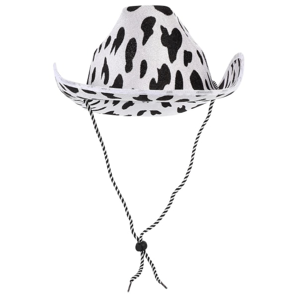Svart Fedora Beach Cowboyhatt Cow Print Cowgirl Hat Party Cowgirl Hat (35.00X32.00X12.00CM, hvit)