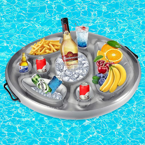 Uppblåsbar mugghållare, flytande poolbricka, flytande PVC-ölhållare, uppblåsbar flytande spa-barbricka för strandvattenpoolpartyleksaker