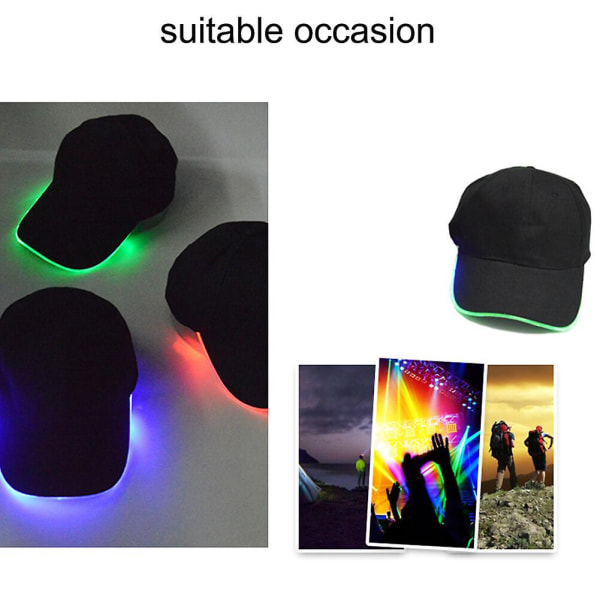 Ultra Bright LED Light Up Unisex Baseball Cap 3 Modes Glowing Hat（Svart）