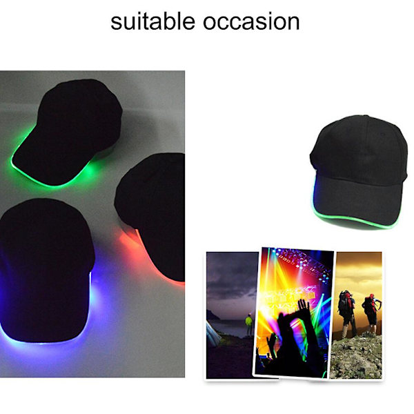 Ultra Bright LED Lysende Unisex Baseball Cap 3 Tilstande Glødende Hat（Sort）