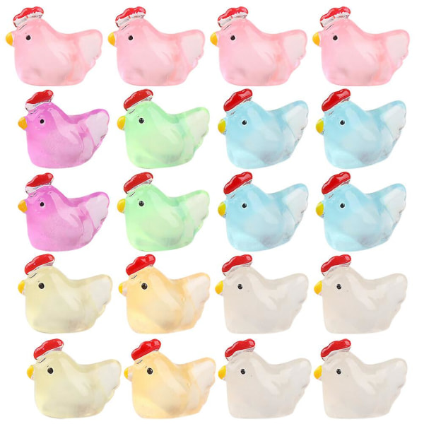 24 stykker lysende mini kyllingleker, lysende kyllingdukke, harpikskyllingdukke (2.50X2.00X1.00CM, bilde 1)