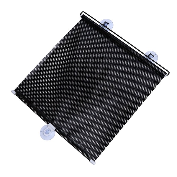 No-punch balkong solskyddsgardin tillfälliga persienner med sugkopp (125X40CM, svart)