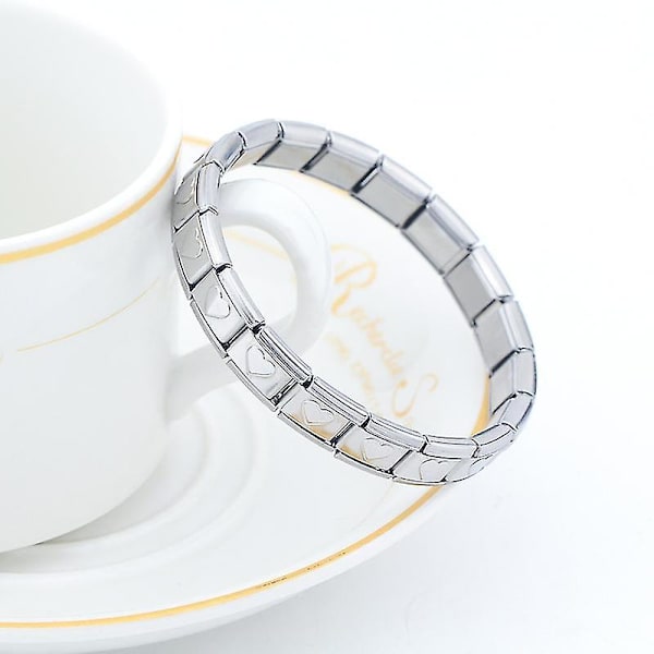 Ny Fashion Dame Romantisk Hjerte 9mm Bredde Rustfrit Stål Armbånd Ba（Guld Hjerte）