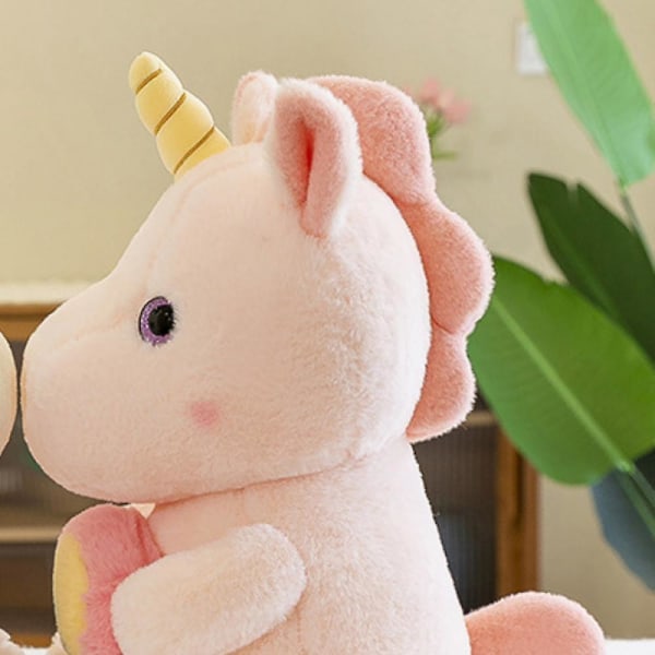 Mjukis Unicorn Plyschdjur Söt Plysch Flicka Present med Regnbågsfärgad Päls Glänsande Vingar Söt Småbarnsrum Dekor Födelsedag Alla Hjärtans Dag Present