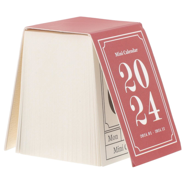 1 bind nedtællingsbordkalender retro bordkalender dekoration mini nyhedskalender (5.1X3.5CM, rød)