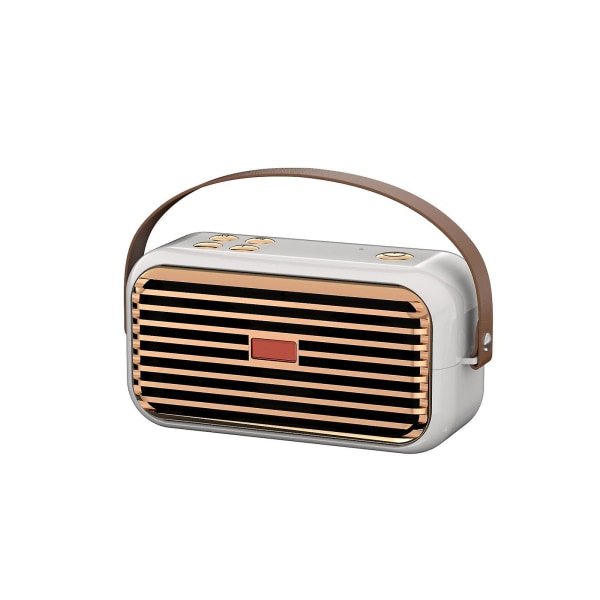 Bluetooth-högtalare utomhus bärbar Bluetooth Stereo Radio trådlös retro handhållen support（Vit）