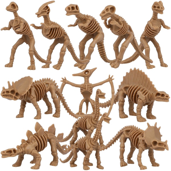 12 Pack Simulated Dinosaur Skeleton Lelu Dinosauruksen luuranko Malli Valikoima Figuurit Halloween-lahjat lapsille (9,2X6,6 cm, kuten kuvassa)