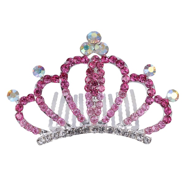 Crystal Hair Crown Comb Sjarmerende hodeplagg Barn Jenter Hårtilbehør (rosa) (størrelse 1, rosa)