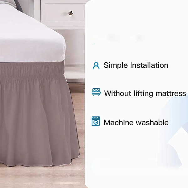 Sängkappa, borstad polyester, med TRE tygsidor, elastisk dammkappa, lätt att fästa, polyester