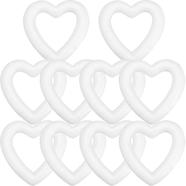 10 stykker skumkrans hjerteformet skumkrans hjerteformet skumkrans skumkrans DIY-rekvisita (11X11X2.2CM, hvit)