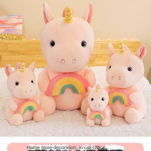 Mjukis Unicorn Plyschdjur Söt Plysch Flicka Present med Regnbågsfärgad Päls Glänsande Vingar Söt Småbarnsrum Dekor Födelsedag Alla Hjärtans Dag Present