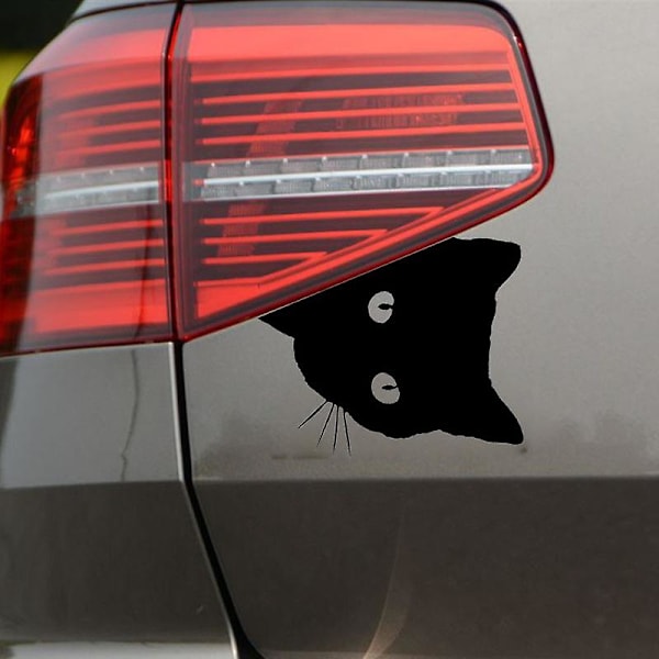 Svart kattehode vinyl klistremerke for bil, motorsykkel, scooter, tuning og styling
