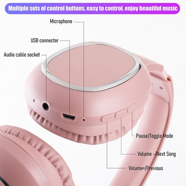Bluetooth-headset trådlöst Bluetooth-headset bas spel dator mobiltelefon sport hörlurar (rosa)